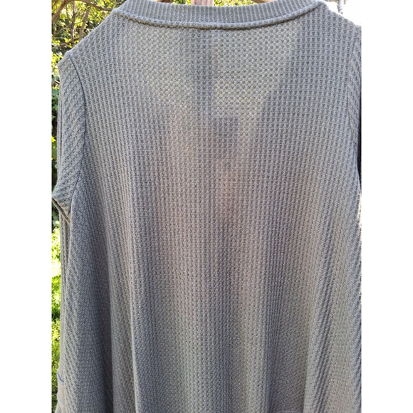 Free People Olive Stone Green Waffle Knit Ruffle Tunic Top XS NWT - Picture 7 of 12